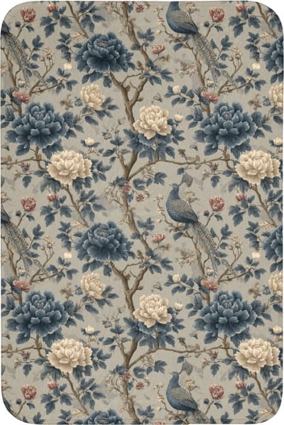 Badmat 60x90 cm - Antislip - Pauw - Bloemen - Blauw - Badmatten voor badkamer - Badkamermat - Douchemat - Badkamer mat