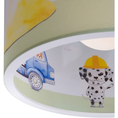 Elobra Hanglamp 25/40 bouwplaats, Ø 38 cm, geel, E27, 1-lamp