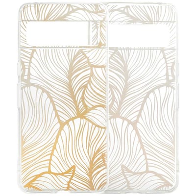 imoshion Hoesje - Geschikt voor Google Pixel 8 Pro - Design hoesje verpakking - Golden Leaves Transparant