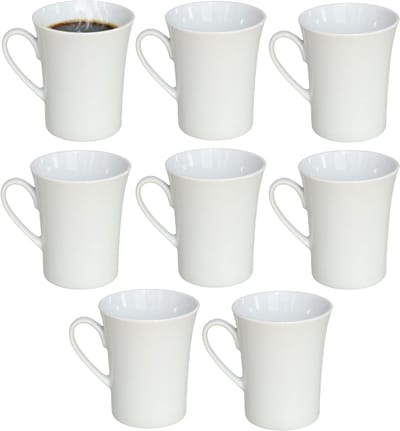 Gerimport Koffie / thee mok - 8x stuks - wit - 280 ml - mokken - porselein