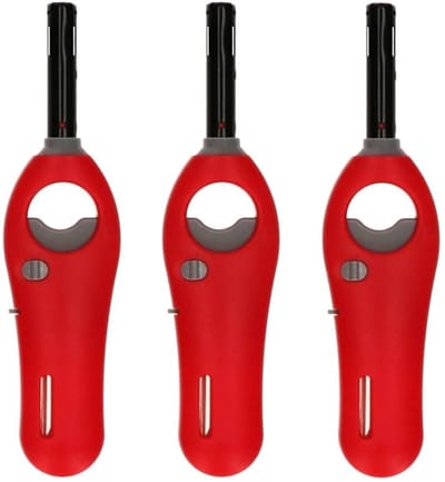 Gasaansteker - 3x - rood - 18,5 cm - aansteker met kinderslot