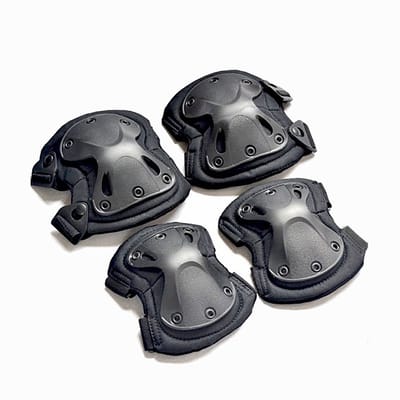 Knie en Elleboog Beschermers Set - Zwaar Uitvoering voor Combat - Leger - Sport en Skateboarden - Veilige Beschermingsset - Zwart