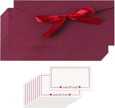 Set van 10 Rode Enveloppen en Labels, Creatieve Cadeauzakken voor Geld, Retro Stijl en Persoonlijke Touch