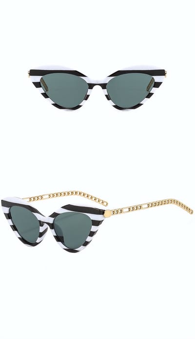 DAEBAK Cat Eye vrouwen zonnebril in kat oog vorm [Black + White / Zwart + Wit - Green / Groen] Katten Festival Cat's dames