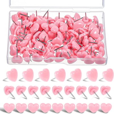 Hartvormige Punaises - Decoratieve Spijkers - Borden Bevestigen - Met Opbergdoos - 100 Stuks - Roze