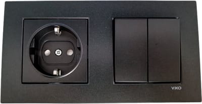 Panasonic Viko-Stopcontact Serieschakelaar Combinatie-Zwart-Inbouw-Randaarde-Compleet