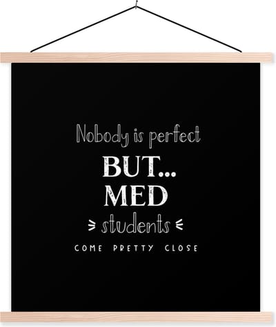 Posterhanger incl. Poster 40x40 cm - Schoolplaat - Geneeskunde - Studenten - Universiteit - Leren - Onderwijs - Textielposter - Blanke latten
