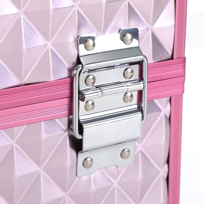 Beauty Case Met Diamantpatroon Zilverkleurig Roze - Make-up Opslag Vloertas - 36 x 28 x 23 cm nagelstyliste koffer
