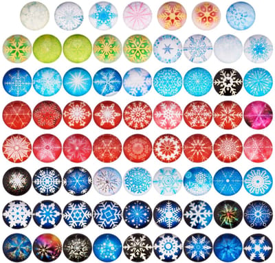 By shayne - Sneeuwvlok Glas Cabochons - Kerst Mozaïek - 140 Stuks - 12mm - DIY Sieraden Maken - Gemengd Kleur - Perfect voor Creatieve Projecten