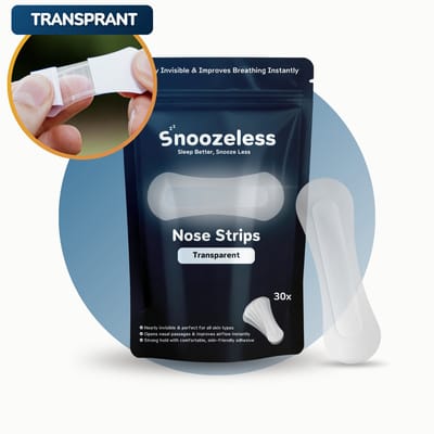 Snoozeless Transparante Neusstrips – Neuspleisters tegen Snurken & voor Sport – Hypoallergeen & Huidvriendelijk – Transparant & Nauwelijks Zichtbaar – Betere Ademhaling – 30 Stuks
