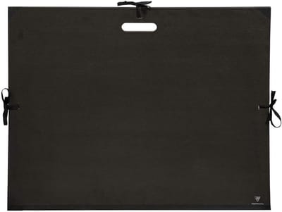 Clairefontaine - Ref 38929C - Kraft Art Folder - B2+ Size, 3 lintbanden en handvat sluiting, wit papier voering, zuurvrij - geschikt voor het vervoeren van kunstwerken - zwart