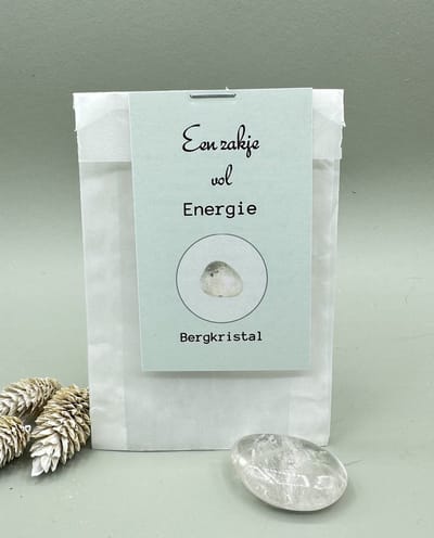 Een zakje vol Energie, edelstenen, bergkristal, klein kadootje, inspiratie,