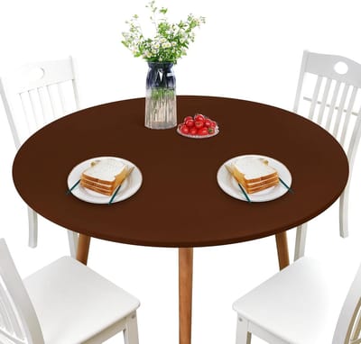 Ronde Tafelhoes - Beschermhoes Tafel - Eettafel Beschermen - Elastische Rand - 60 Inch Diameter - Bruin
