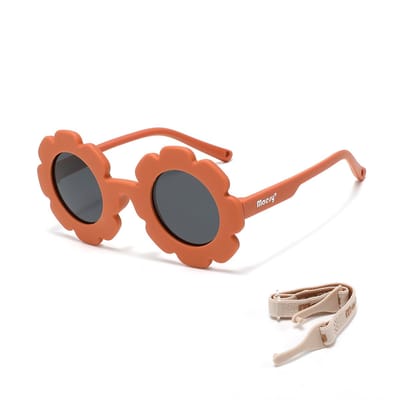 Maesy Baby Zonnebril Fleur - 1 t/m 3 jaar - Elastiek - Flexibel - UV400 Bescherming - Zonnebril Kind Bloem - Terracotta Brique