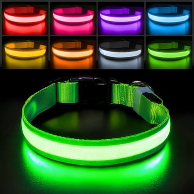Hondenband - Oplaadbare LED Verlichting - Waterdicht en Instelbaar - Voor Middelgrote en Grote Honden - Super Fel - Groen - 35-40 cm - 1 Stuk