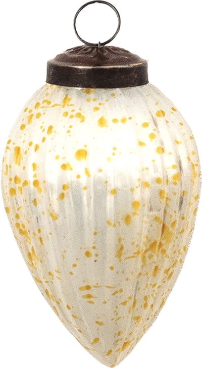 Clayre & Eef Kerstbal Overig Ø 5 cm Wit Geel Glas Kerstballen