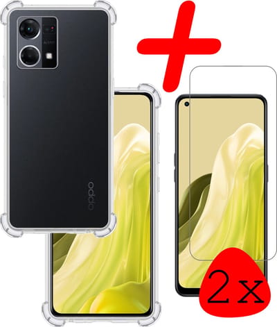 Hoesje Met Screenprotector - 2 Stuks - Geschikt voor OPPO Reno 7 - Sterk & Shockproof - Siliconen Case - Back Cover - Telefoon Hoes - Shock Proof - Transparant