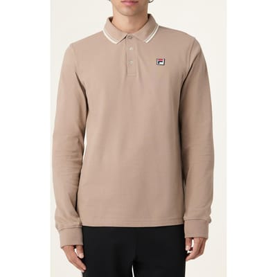 FILA Biella Regular Tipped Long Sleeve Polo Shirt Taupe Gray Taglia: S | Polo Outlet | Uomo | Nero