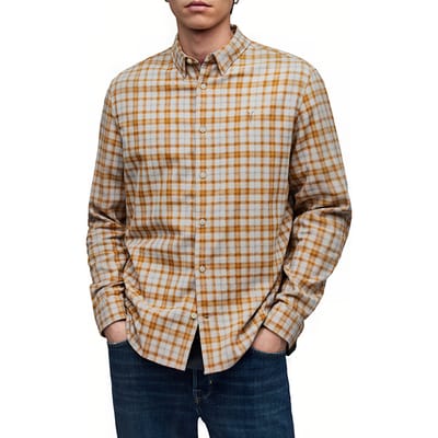 AllSaints Sonny Ls Shirt Faded Taupe Size: XS | Casual Shirts Outlet | Heren | Taupe