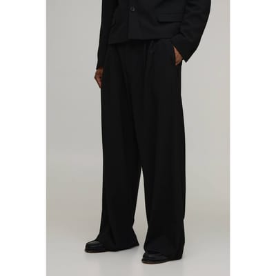 Pantalon De Costume Large À Plis Sur Le Devant Coupe Ajustée | Black | Size 30