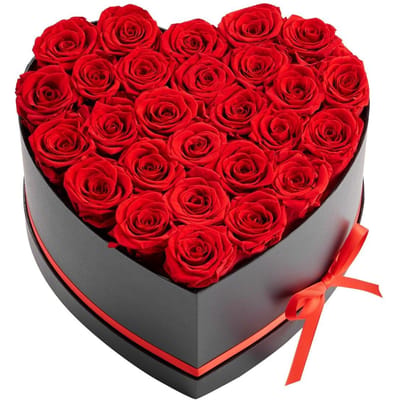 Forever Flowers, 27 Geconserveerde Rozen in een Hartvormige Doos, Eeuwige Bloemen Onsterfelijk Boeket Verjaardagscadeau voor Bezorging Prime Vrouwen Zijn Vrouw Moeders,