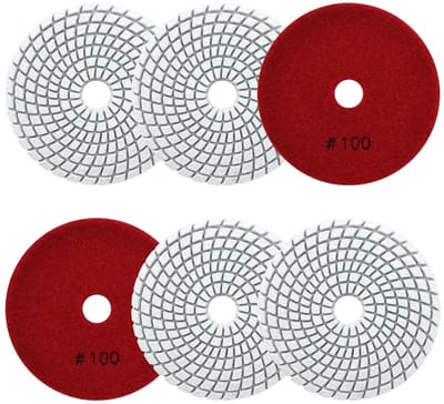 Polijstpads nat diamant 100 mm - 6 stuks voor graniet, marmer en kwarts