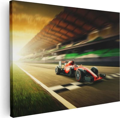 Artaza Canvas Schilderij Raceauto - 40x30 cm - Klein - Wanddecoratie Formule 1 - Muurdecoratie Woonkamer - Kamer Accessoires