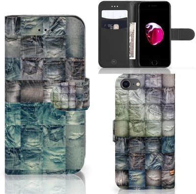 Wallet Case met Pasjes iPhone 7 | 8 | SE (2020) | SE (2022) Spijkerbroeken