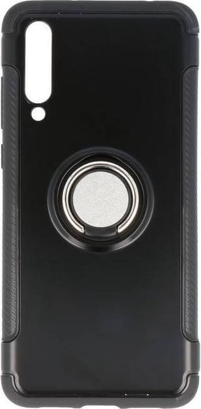 Pantser TPU Hoesje Ring Houder - Hoesje Geschikt voor Huawei P20 Pro Zwart