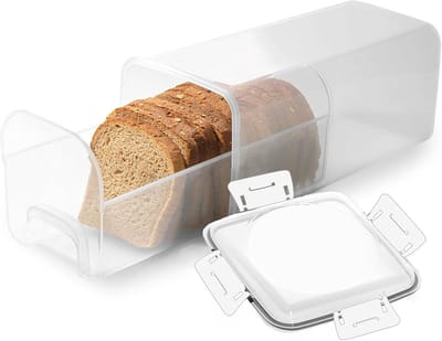 Famanu – Broodbox, ladesysteem, luchtdicht, 33,5 x 14 cm, brooddoos met vershouddeksel, uittrekbaar voor toastbrood/bakwaren, BPA-vrij, hygiënisch en ruimtebesparend door schuifmechanisme