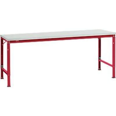 Manuflex basistafel UNIVERSAL Speciaal, 2000 x 1000 mm, melamine lichtgrijs, robijnrood