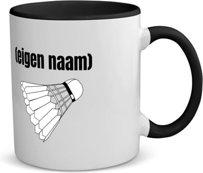 Akyol - badminton shuttle met eigen naam koffiemok - theemok - zwart - Badminton - badmintonner - sport - verjaardag cadeau - kado - geschenk - 350 ML inhoud