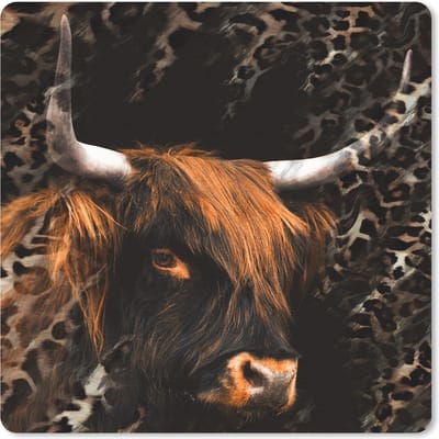 Muismat 20x20 cm - Mousepad Schotse hooglander - Panterprint - Design - Muismatten
