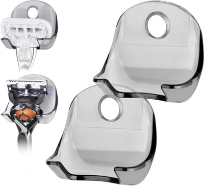 Zelfklevende Douche Wandhaak voor Scheermesjes - 2 Stuks - Badkamer Organizer zonder Boren voor Gillette Venus, Fusion 5 Proshield en Mach3 - Grijs