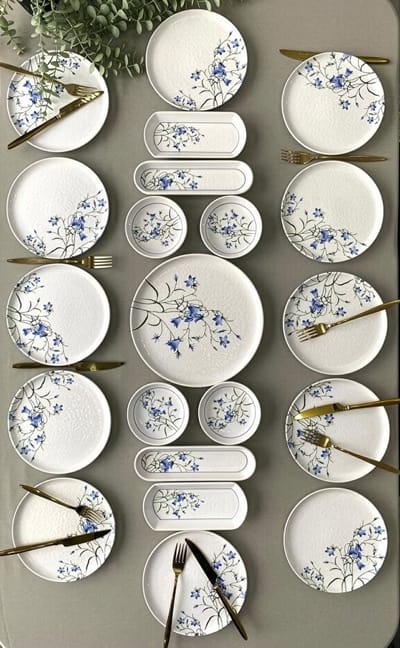 Hermia Concept Seed Blue - Ontbijtset - 21-delig - Blauw/Wit