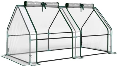 Kas met Ramen - Tunnelkas - Winterbestendige Foliekas - Kweektunnel - Kweekkas - Kastunnel - Tomatenkas - Groentekas - Plantenhuis - Plantenteelt - voor Groenten, Bloemen, Planten - 180 x 90 x 90 cm - Transparant