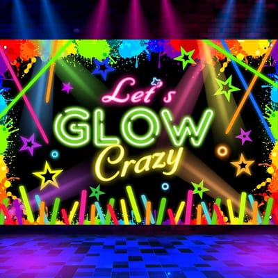 SnelShoppen - Neon Let's Glow Party Achtergrond Fotografie Achtergrond voor Luminous Decoraties en Neon Thema Feesten (1.8x1.2m) - Kleurvol, Duurzaam