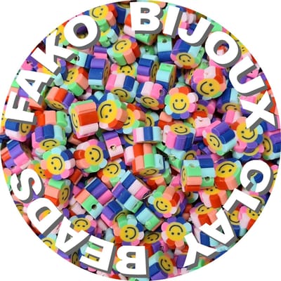Fako Bijoux - 1000 Klei Kralen Bloem Smiley Regenboog - Polymeer Kralen - Figuurkralen - Kleikralen - 10mm - 1000 Stuks - Bulk