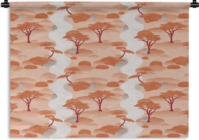 Wandkleed - Wanddoek - Tuin - Japan - Patroon - Azië - 120x90 cm - Wandtapijt