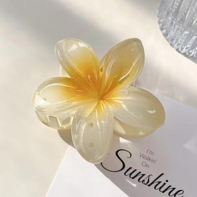 Ensemble d'accessoires pour cheveux à fleurs dégradées six couleurs Style plage Épingles à cheveux Pinces à griffes à fleurs Épingles à cheveux à fleurs d'été Style hawaïen jaune