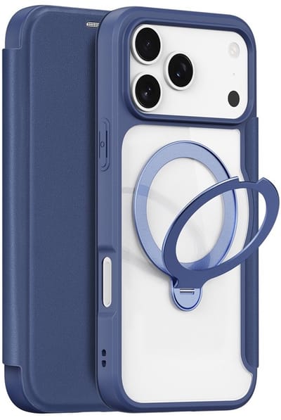 Dux Ducis Hoesje - Geschikt voor iPhone 17 Pro Hoesje - Dux Ducis Skin X Pro Series Book Case - Kickstand Ring - MagSafe Compatible - Blauw