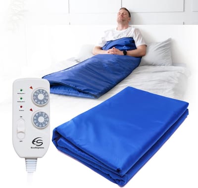 Infrarood Sauna Deken - Warmte deken - Ontspanning thuis - Twee verwarmingszones - 180 x 220 cm - Blauw