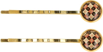 Haarsoires Haarspeld Schuifspeldjes 6cm - Cirkel Vintage Patroon - Bruin - Set van 2 - Haarklem - Haarclip - Haaraccessoires voor Dames & Kinderen - Hair Clip - Decoratieve Haaraccessoire