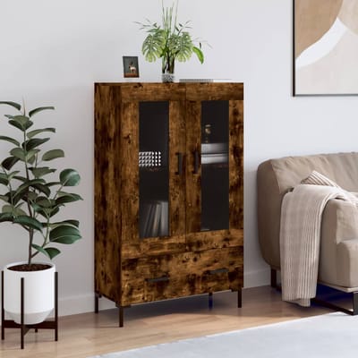 vidaXL - Hoge - kast - 69,5x31x115 - cm - bewerkt - hout - gerookt - eikenkleurig