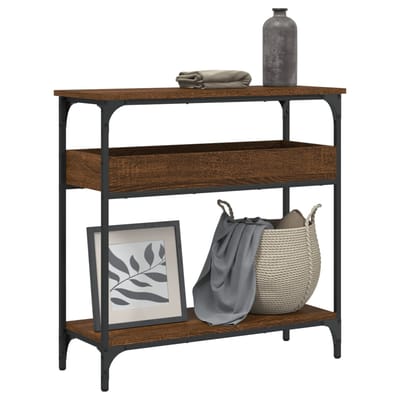 vidaXL - Wandtafel - met - schap - 75x29x75 - cm - bewerkt - hout - bruin - eikenkleur