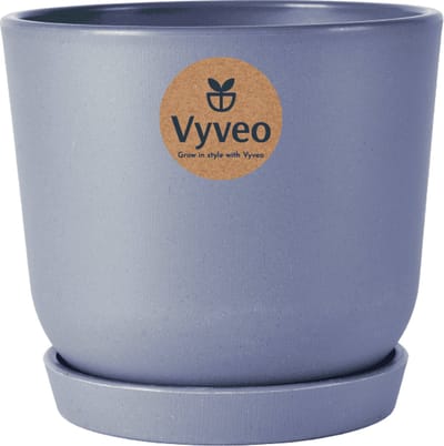 Vyveo - Bloempot Soren met onderzetter - 13x12 - Donkergrijs - Bloempot voor binnen en buiten - Lichtgewicht - Breukbestendig - Vorstbestendig - UV-bestendig
