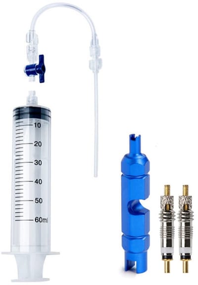 Dailygoods- Afdichtmiddel 60 ml - Tubeless Bandenafdichtmiddel - Injecteur Spuit - Ventielgereedschap - Presta Ventielkern Verwijdertool - Fietsspuitsset met 4 Accessoires