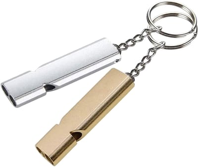 2-delige overlevingsfluit - Noodfluit - Fluitje - Geschikt voor kamperen/wandelen - Aluminiumlegering - Goud/Zilver