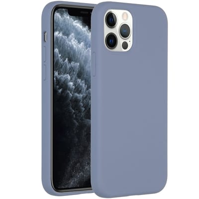 Accezz Hoesje - Geschikt voor Apple iPhone 12 Pro / 12 - Liquid Silicone Backcover - Lavender Gray