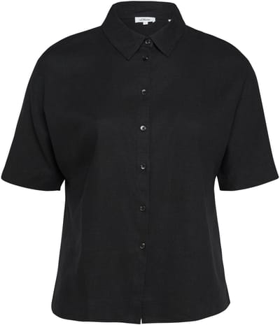 Vrouwelijke Linnen Mengsel Korte Mouwen Blouse met Hemdneck s.Oliver